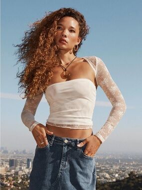 PRINCESS POLLY 2 piece Sheer Lace Bolero Top - Women Tops